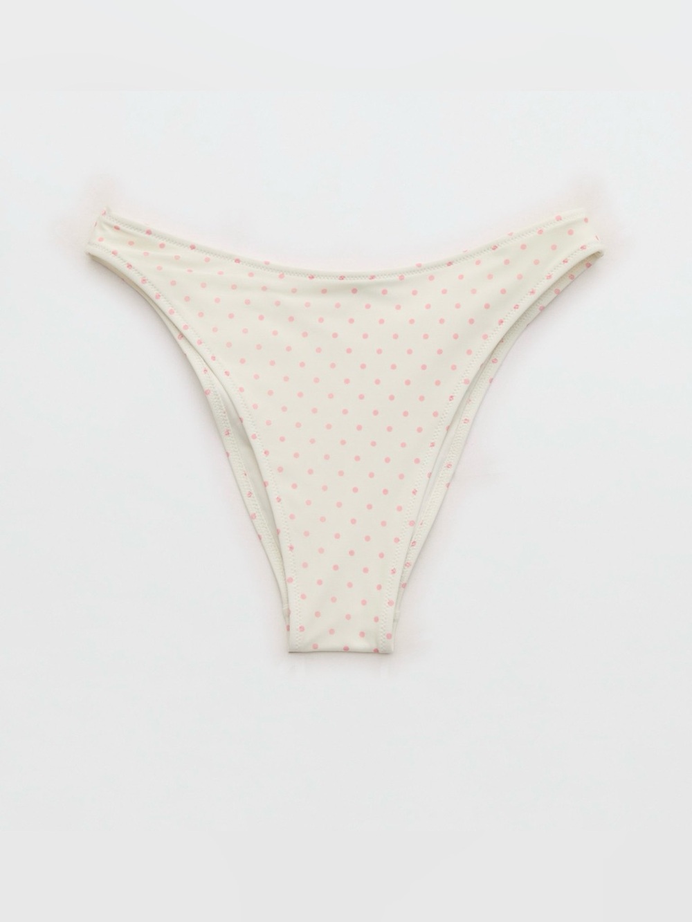 Aerie Mesh Cheeky Bikini Bottom Polka Dot White Pink Mid Rise NWT - Picture 3 of 5